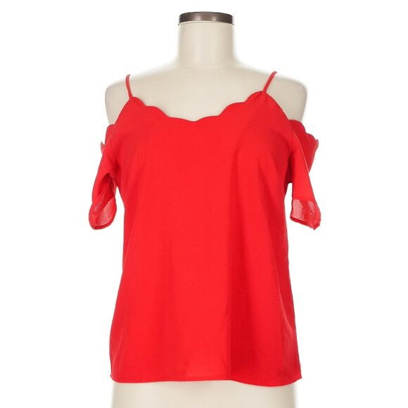 Monteau Los Angeles Cold Shoulder Top Red Size Medium NWT! - Picture 9 of 11